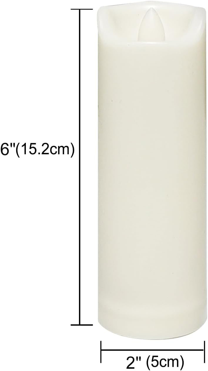 CANDLE CHOICE Waterproof Outdoor Battery Operated Flameless Candles with Auto Timer Flickering Plastic Resin Electric LED Slim Pillar Lights for Lantern Patio Garden Wedding Decorations 2”x6” 2 Pack